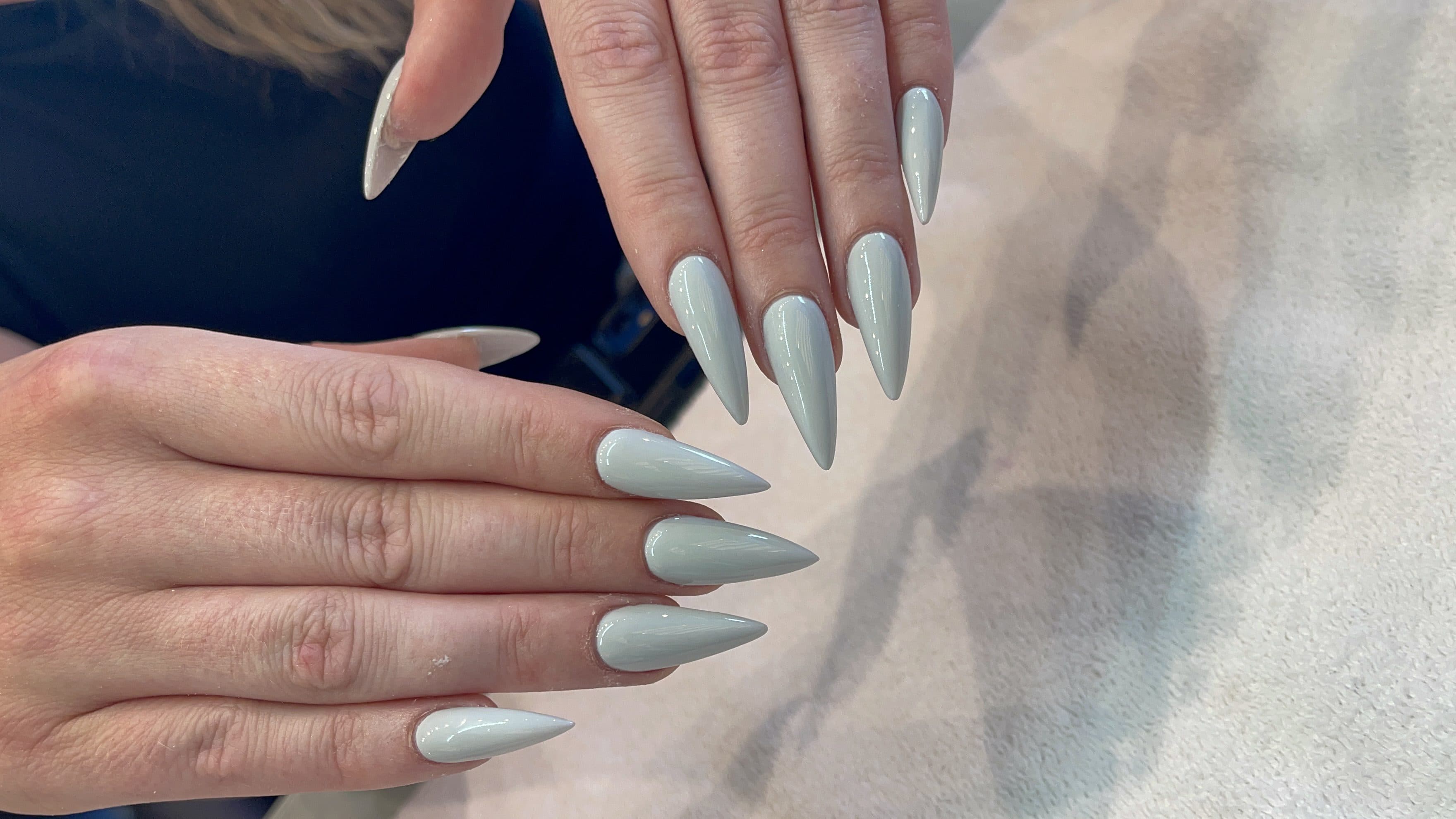 Sage almond nail extensions from JOVIAL BEAUTY